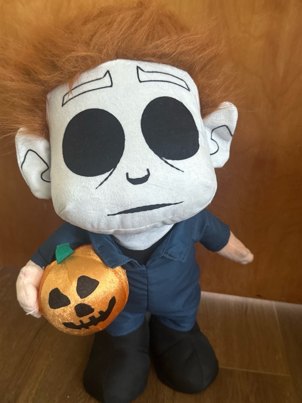 Plush Halloween Michael Myers with Pumpkin - Orange & Blue